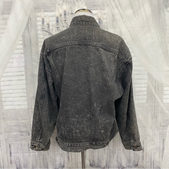 Levis Medium Trucker Jacket Denim Cotton Button Black Stonewash Retro Oversized - Picture 11 of 16